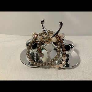 Faux Pearl, Smokey Quartz, Pink Crystal Bracelet